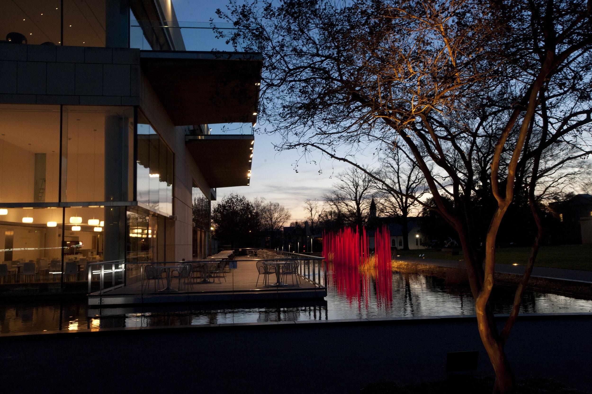 A photo of the VMFA and the reflection pool next to it. 