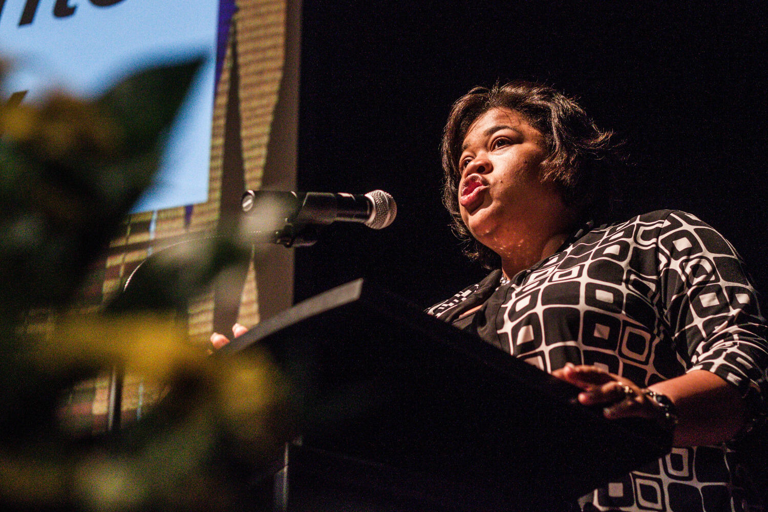 LaTonya Waller, alumna and assistant principal at Henderson Middle School, who served as keynote speaker. Photo by Nick Vega.