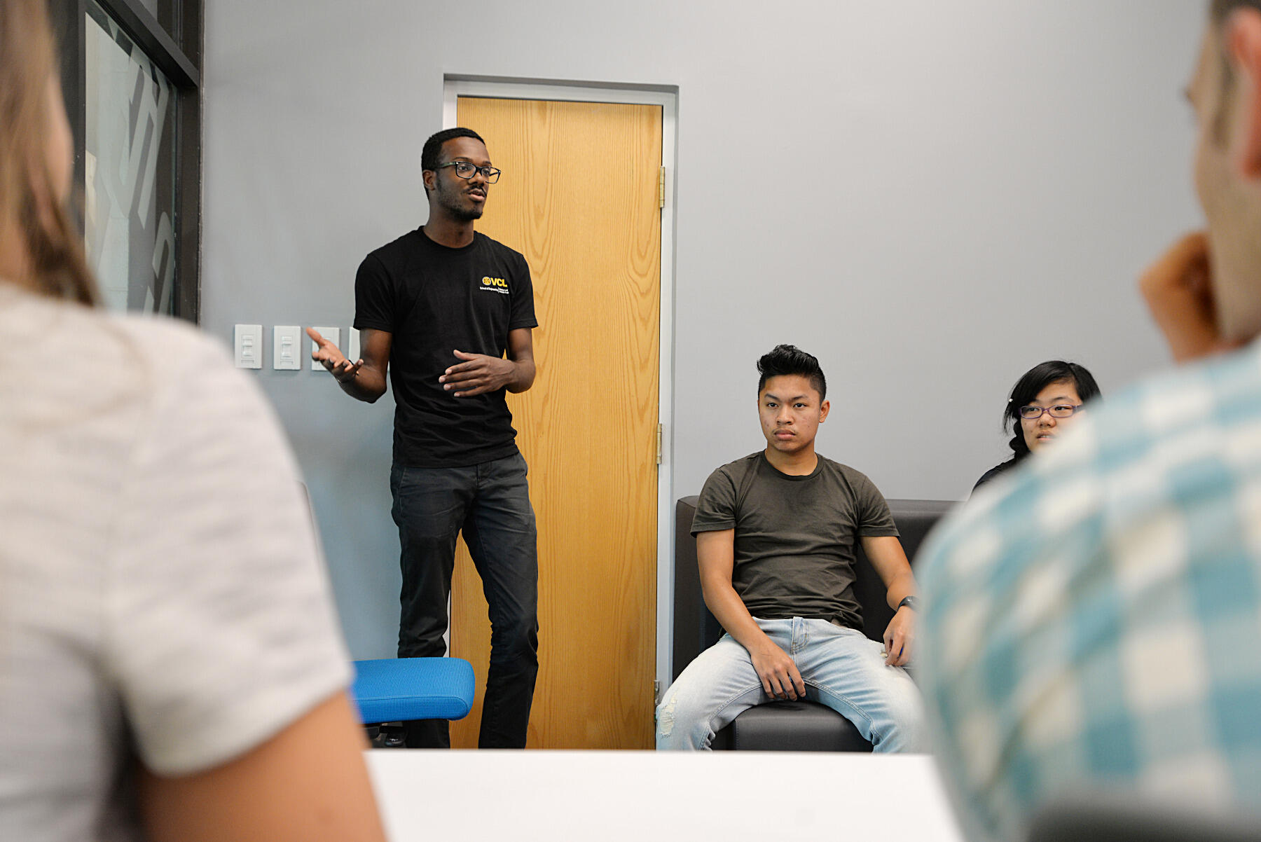 VCU computer science student Zuriel Ferguson pitched an app that would provide information about college courses.