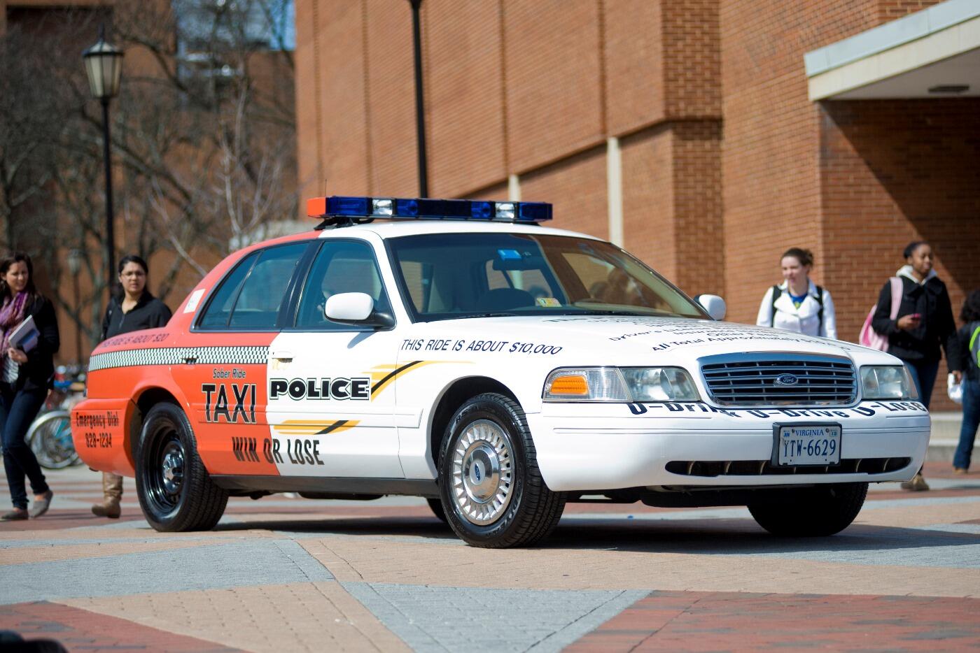 VCU Police debuted the Win or Lose Cruiser in March 2013. The vehicle is painted to be half police car, half taxi, with each side detailing the consequences and costs of a DUI charge versus taking a cab.