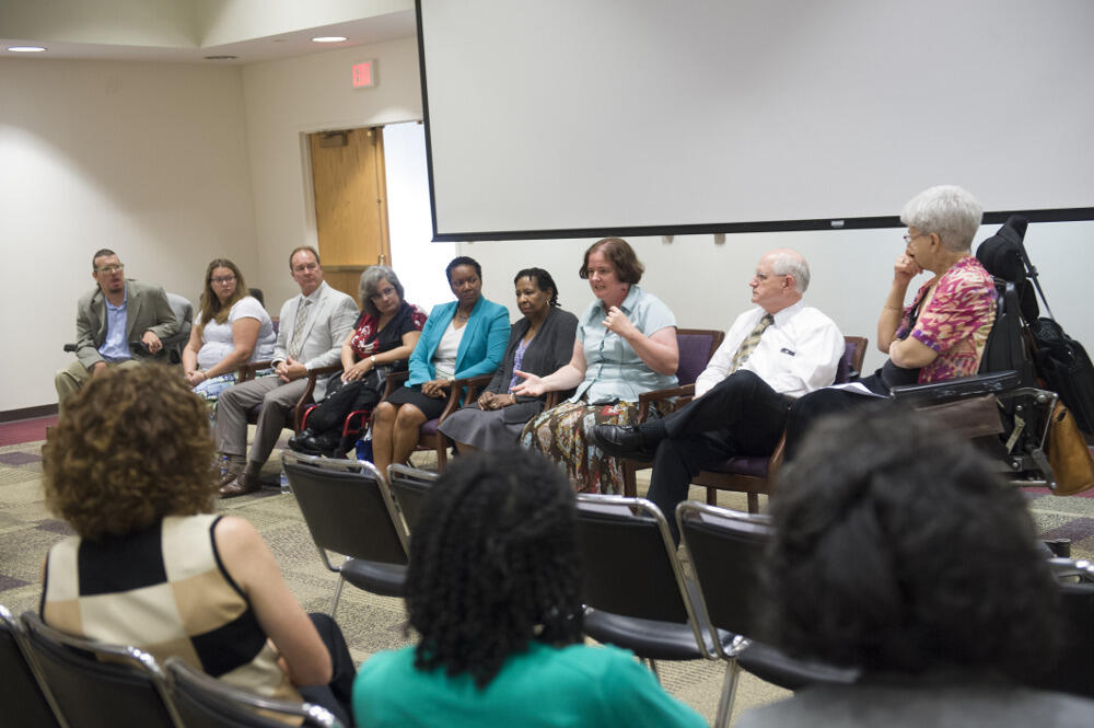 A panel of university and community leaders and advocates discussed the importance of the Americans with Disabilities Act and took questions from the audience. 