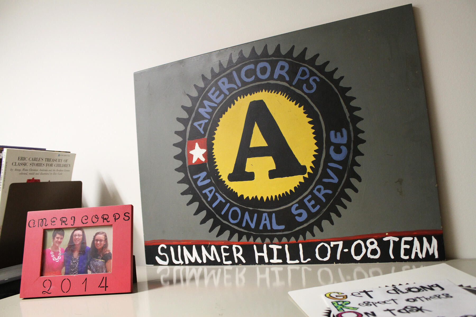 VCU AmeriCorps mementos in Jenny Callear's office.