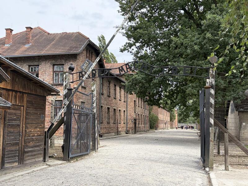 The front gate to Auschwitz. 
