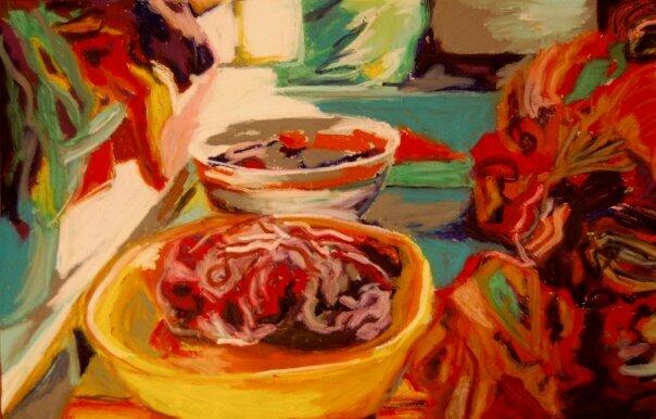 A painting inspired by Jackie Cantwell's time in Peru.