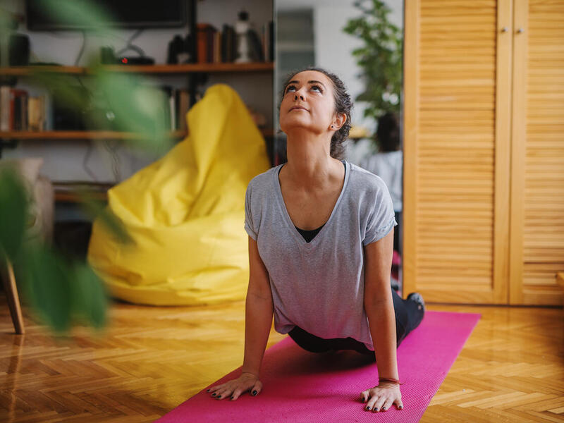 A person practicing yoga.