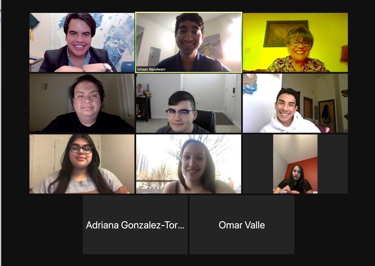 A video conference session with eleven participants.