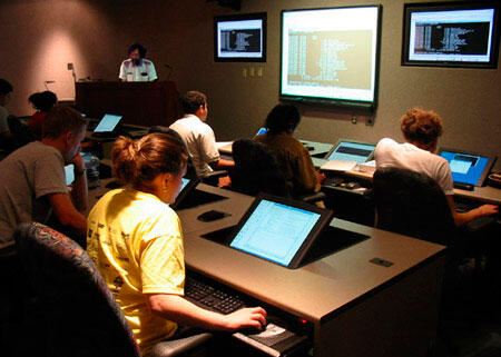  Associate Professor and Senior Fellow in the VCU Center for the Study of Biological Complexity Jeff Elhai leads a research simulation for students participating in the VCU Bioinformatics and Bioengineering Summer Institute, which began June 7 and runs through Aug. 13. Here, the students are using the Bioinformatics Computer Core Lab in the Trani Center for Life Sciences.

Photo by Mike Frontiero, University News Services