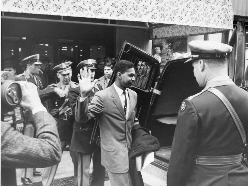 Leroy M. Bray Jr. being arrested for trespassing on Feb. 22 1960.