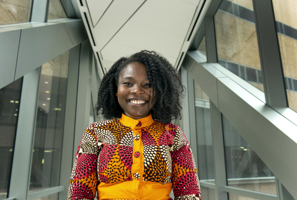 Agyemang is measuring the physiological aspects of sleep quality in service members and veterans who have sustained mild traumatic brain injuries or concussions. (Photo by Kevin Morley, University Marketing)