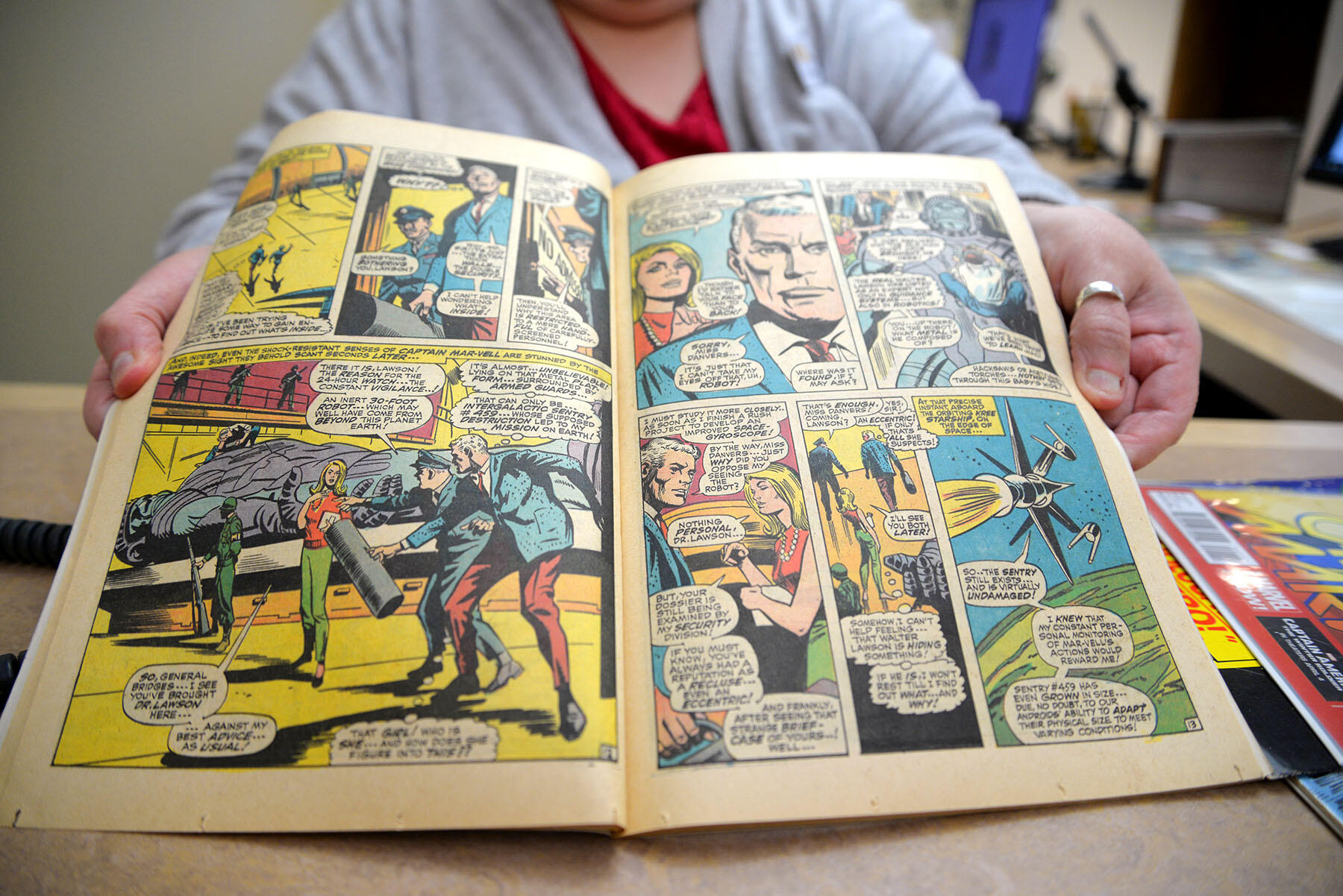 Close up of comic book pages.