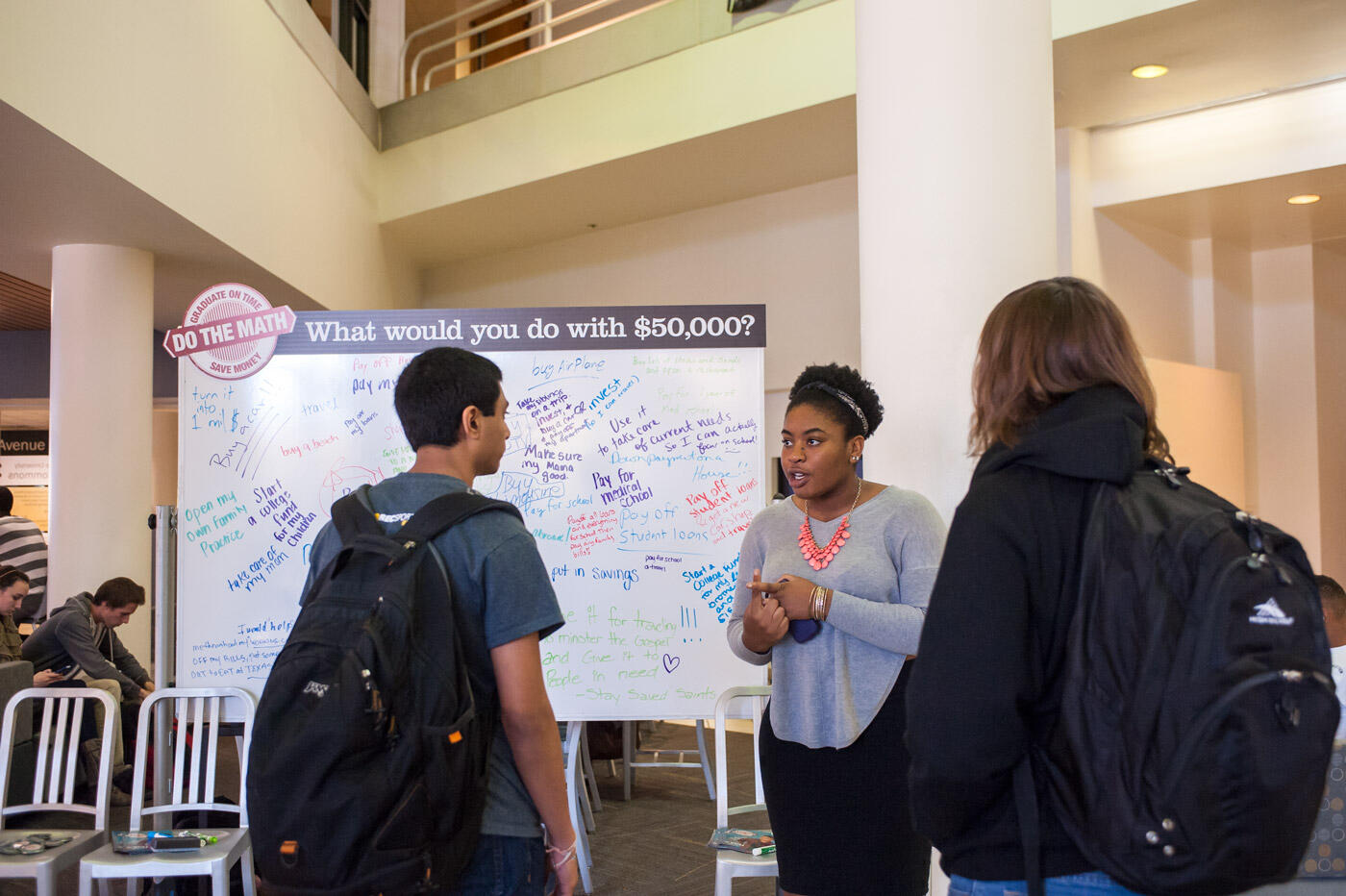 Senior Chinyere Onyirimba of Norfolk (facing camera) is on track to graduate in four years and she wants to inspire undergraduate students to do the same.
