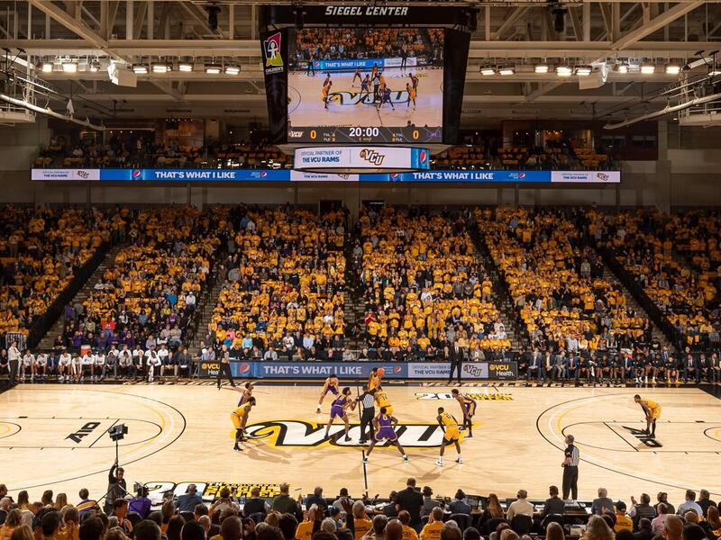 VCU basketball game right before the opening tip.
