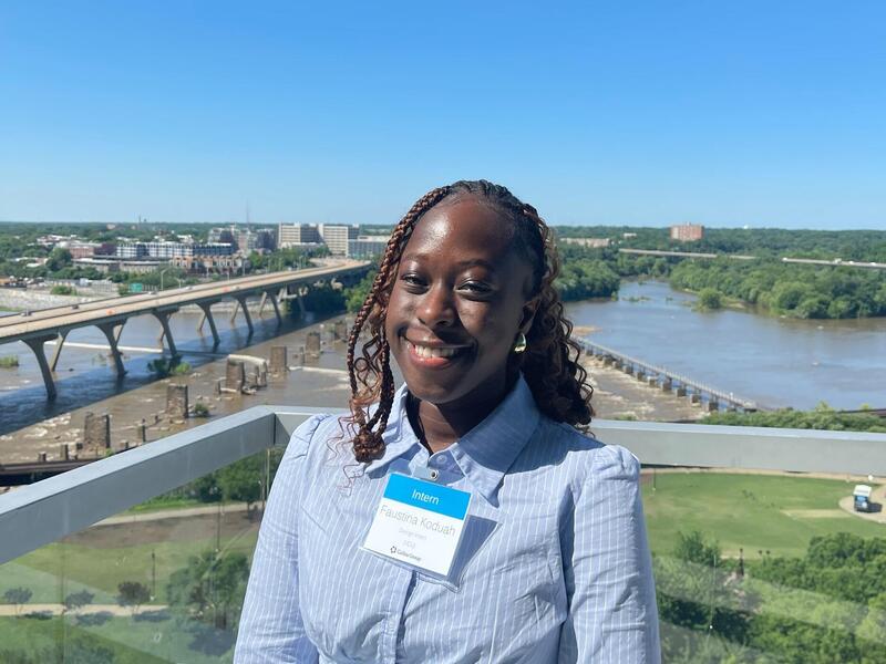 A photo of a woman from the chest up