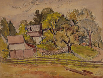 Rendered in 1935, "Fork Union" by Theresa Pollak, is one of the earliest drawings in the exhibit.

Photo by Katherine Wetzel, Richmond, Va., and image courtesy of VCU's Anderson Gallery