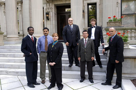 From left: Dr. Daniel Akwasi Amankwaah, Dr. Munir Ahmed, Dr. Muna H. Sawwaf, Dr. Adrian Octavian Abagiu, Dr. Tekendra Kumar Rai, Oleksii Smirnov and Dr. Petr Popov.

Photo by VCU Creative Services