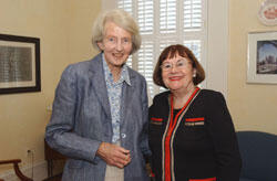 Dr. Catherine Hamlin’s work treating poor Ethiopian women with obstetric fistula earned the support of VCU friend and benefactor Mrs. Inger Rice (right), who brought her work to the attention of leadership at VCU. Dr. Hamlin’s visit and lecture was sponsored by the School of Medicine.

Photo by Allen Jones, VCU Creative Services