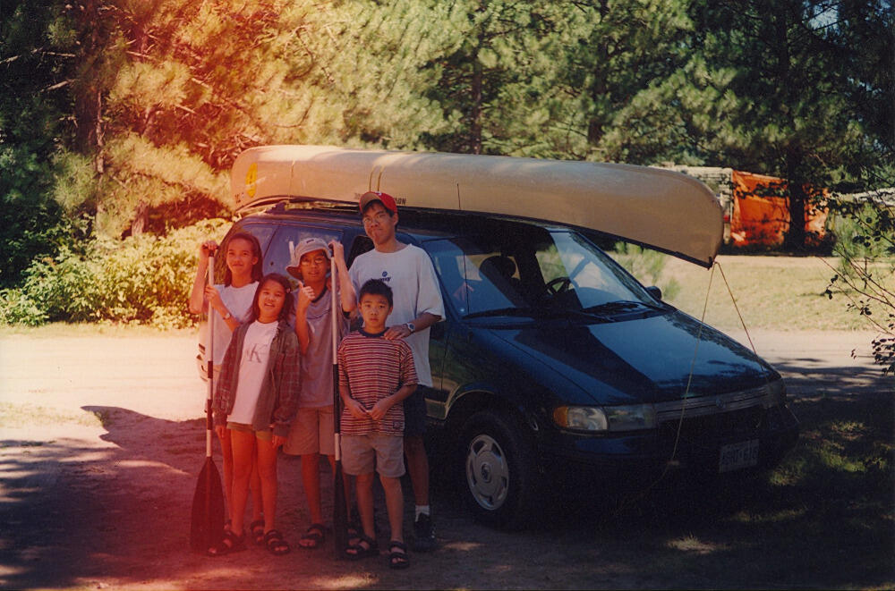 The Le siblings on a canoe trip at Algonquin Provincial Park in Ontario, Canada.
