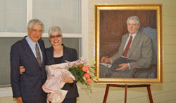 Former VCU President, Dr. Edmund F. Ackell and his wife Judith Fox take a moment to pose by the portrait, which will hang in the lobby of the Edmund F. Ackell Residence Center.

Photos by Jennifer Watson, VCU Creative Services