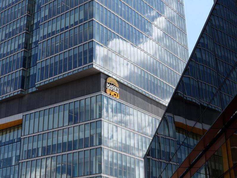 The outside of the Massey Cancer Center's building 