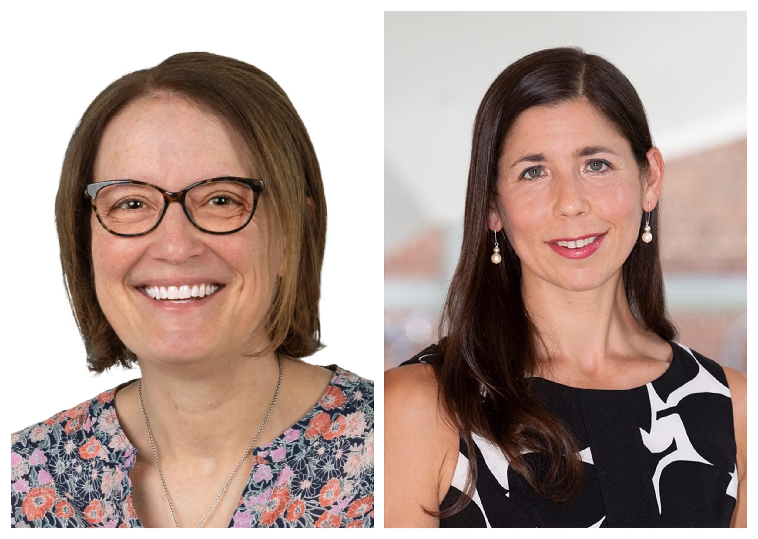 Two photos of women from the shoulders up.