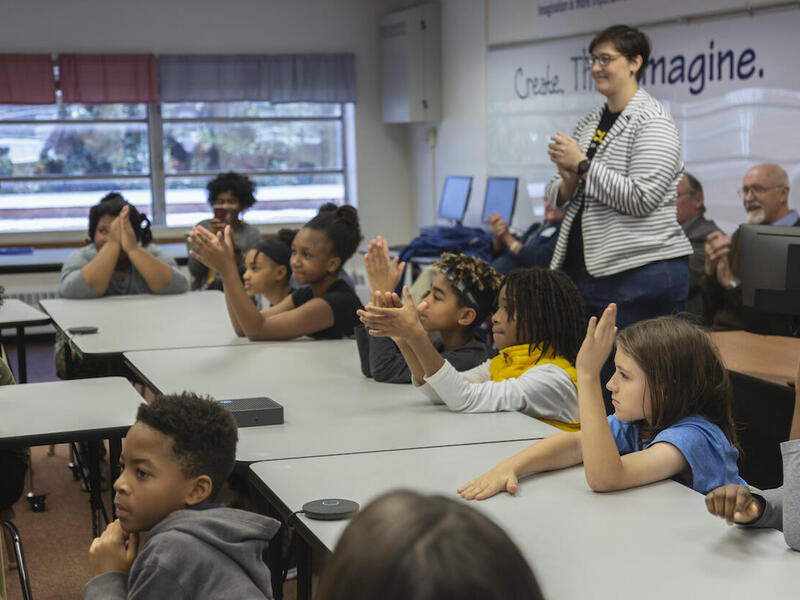 elementary school students in a classroom