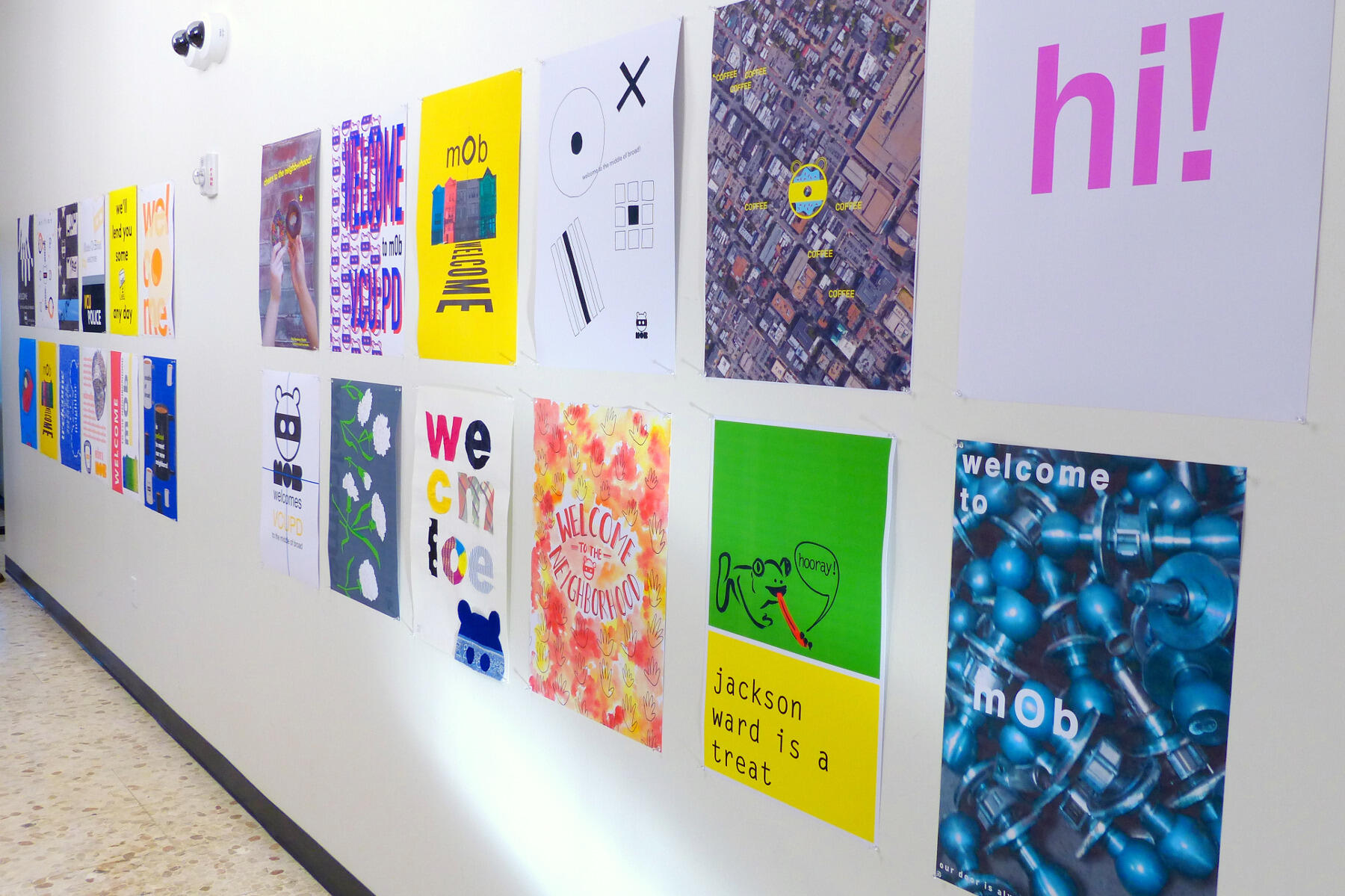 Students from mOb Studio installed two dozen original posters in VCU Police headquarters this week to welcome police downtown.