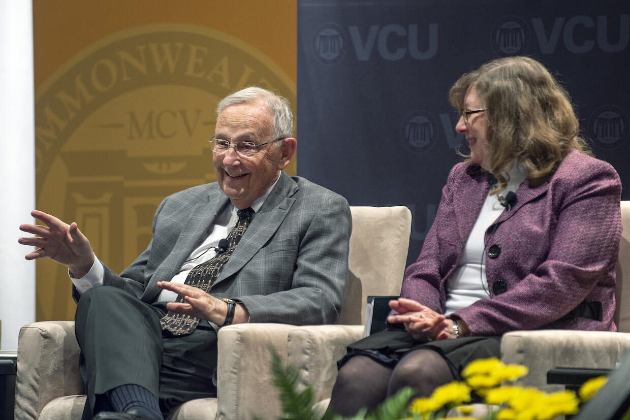 Eugene Trani, Ph.D., and Jodi Koste.