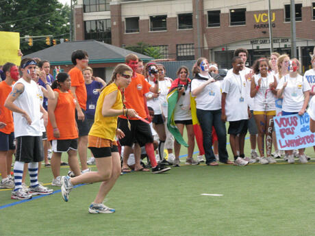 In addition to the Olympics competition shown here, students set up an international market and participate in a variety of cultural art, dance, music, crafts, sports and cooking activities. The Governor’s Foreign Language Academies began in June and continue through July 13.  This year, 318 high school students and 70 staff members are participating.  Photo by Kevin Cusumano.