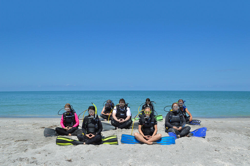 Meditating scuba divers from Ginsburg's work during her residency.