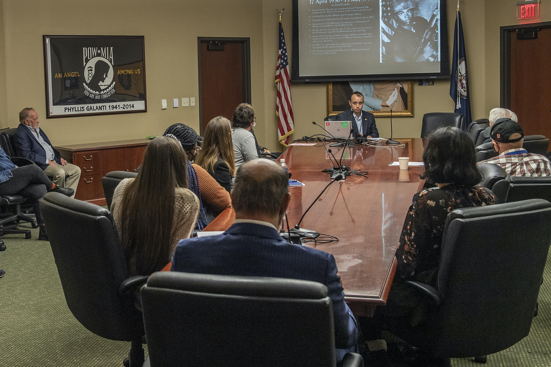 David Lemelin, a VCU history graduate student and a U.S. Marines reservist, presents his research on Walter “Butch” Boyd, a 19-year-old private first class in the U.S. Marine Corp from Norfolk who was killed in 1975. 