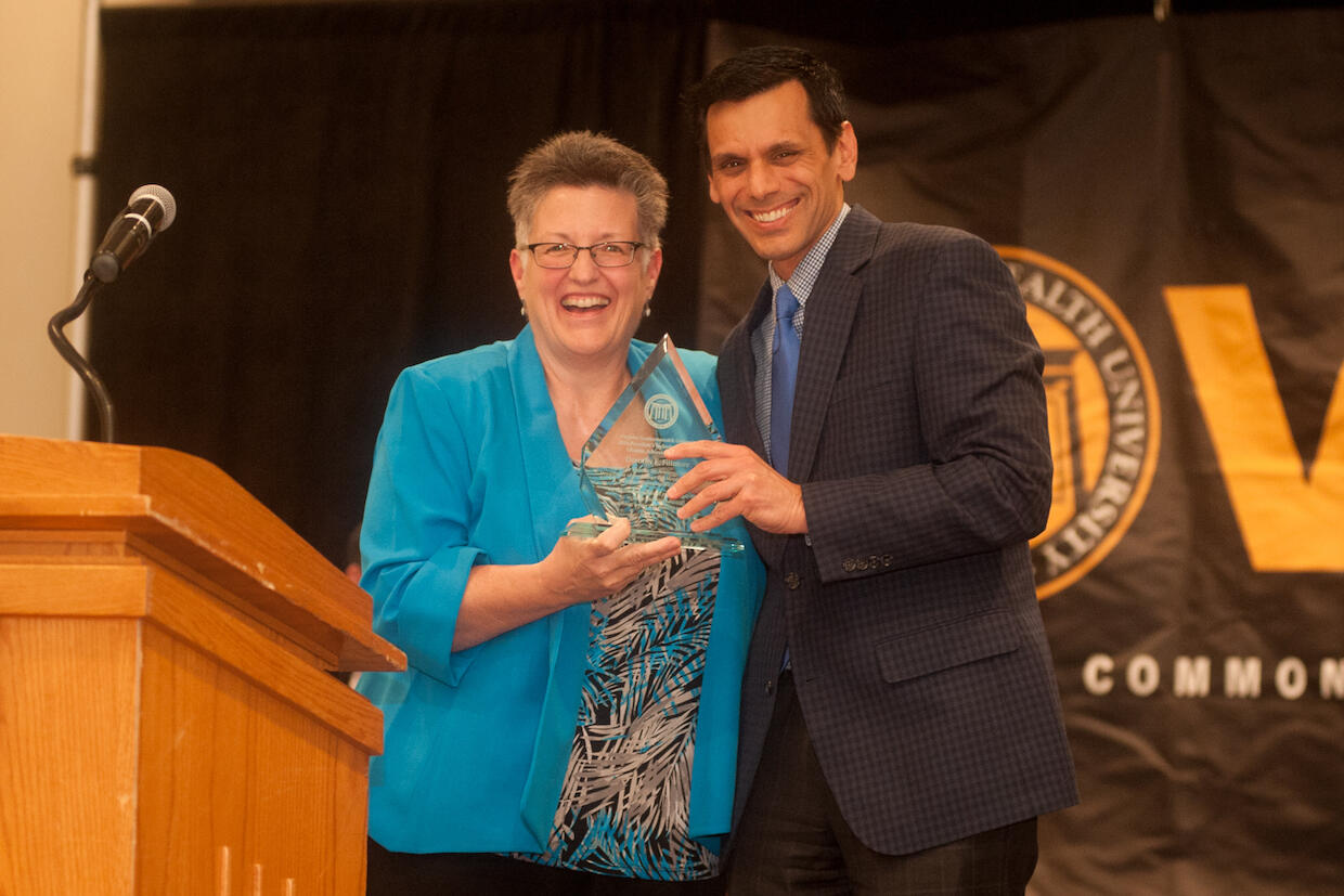 Dorothy Fillmore and VCU President Michael Rao at the 2016 Presidential Awards for Community Multicultural Enrichment.