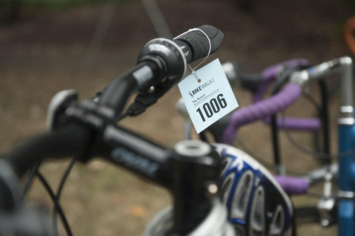 Bikes are pictured at the bike valet.
<br>Photo by Steven Casanova, University Marketing.