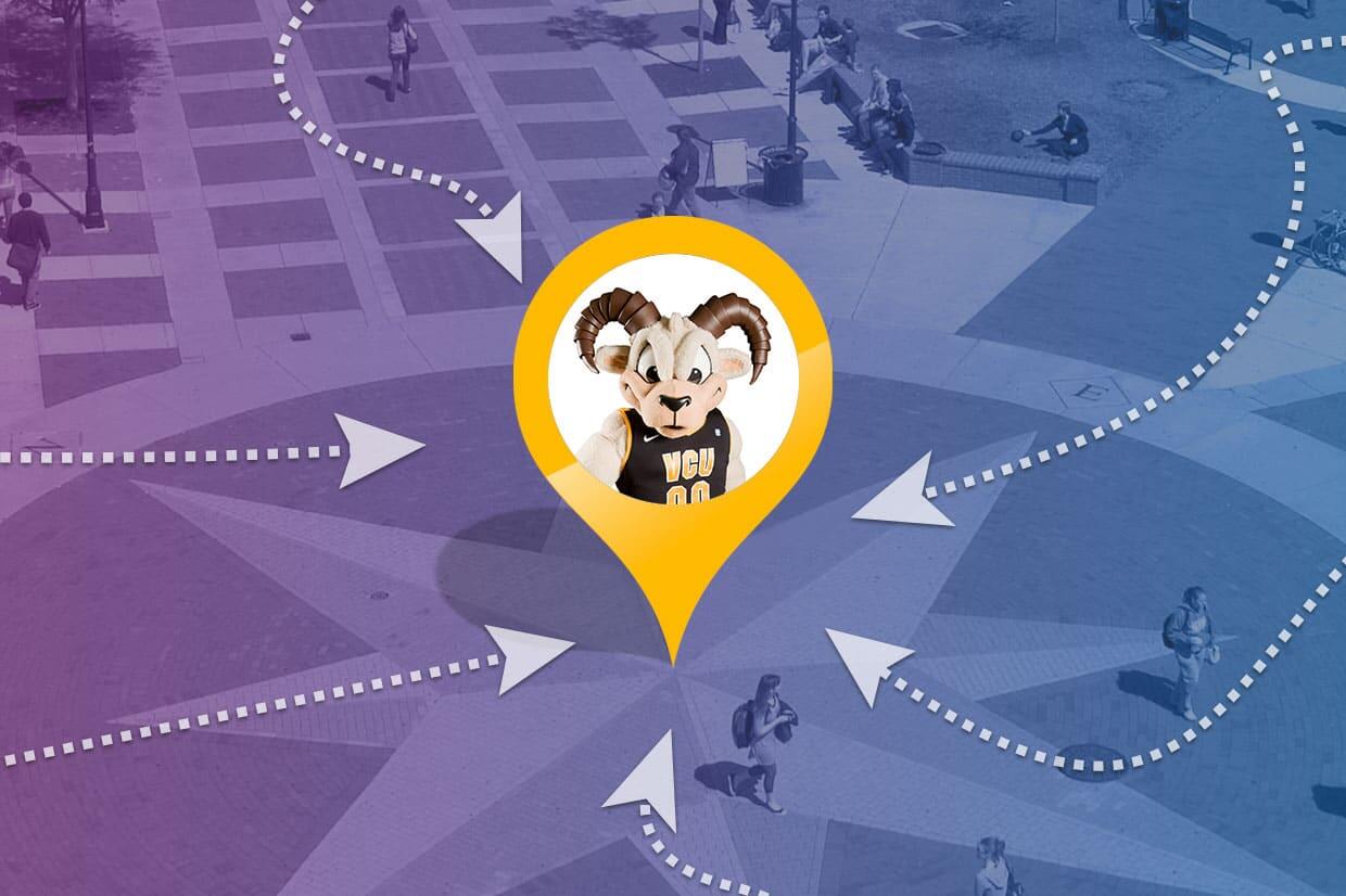 Graphic with Rodney the Ram at center with arrows leading to him.