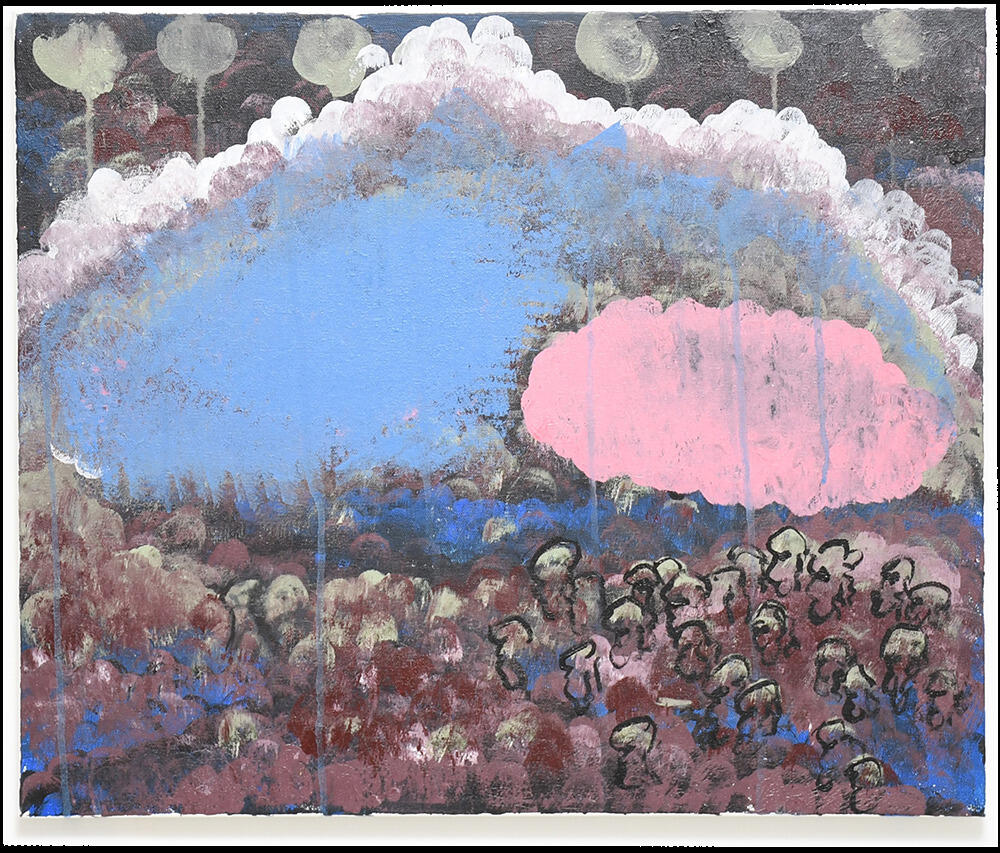 A painting for The Abstract Athlete exhibition by Larry Sanders, a VCU alumnus and former VCU men's basketball standout.