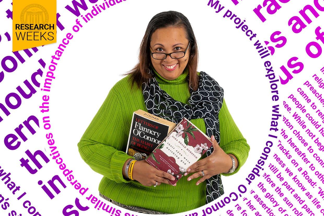 Glynis Boyd Hughes on an artistic background of word art