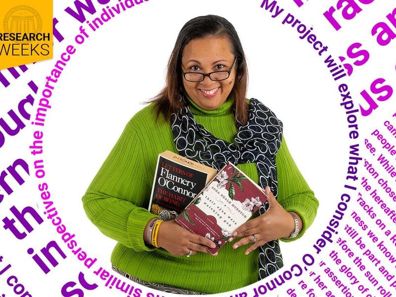 Glynis Boyd Hughes on an artistic background of word art