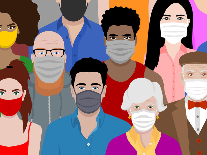 illustration of people wearing face masks