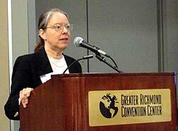 Annette Wysocki, Ph.D., R.N., nurse researcher from the University of Mississippi, was a featured speaker during the VCU Health System’s conference on wound care. Photo by Malorie Janis