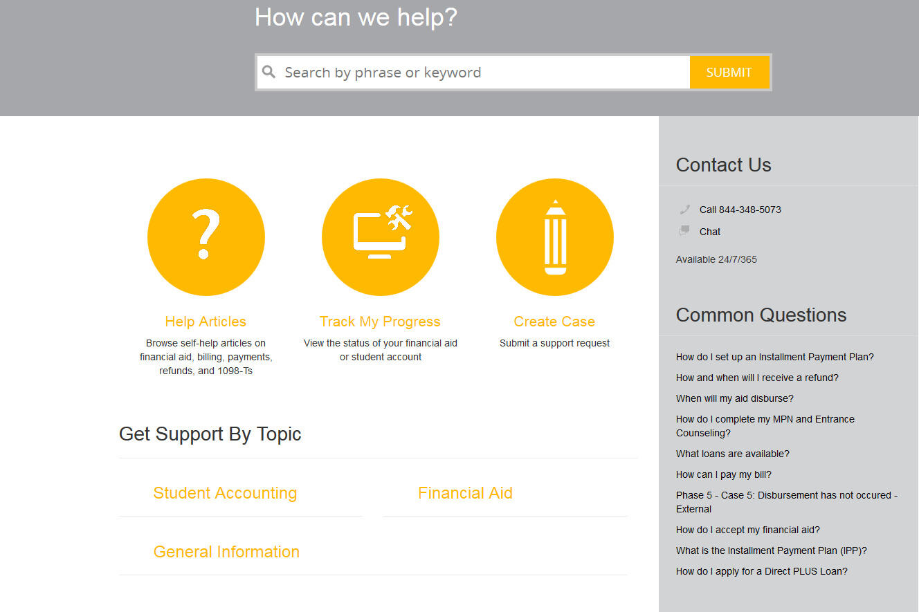 The Virtual Student Services Center allows phone, email and chat access to VCU financial information 24/7.