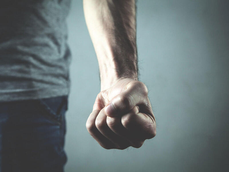 A photo of a clenched fist. 
