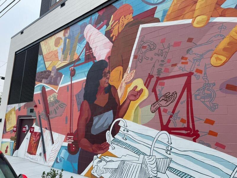 A photo of a mural paitned on a building 