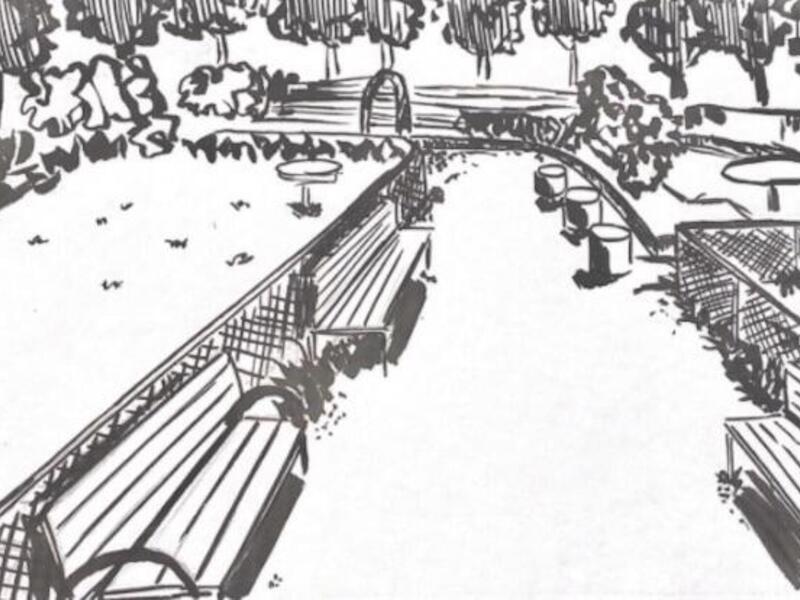 VCU student Leen Sylvain's sketch of a pocket park