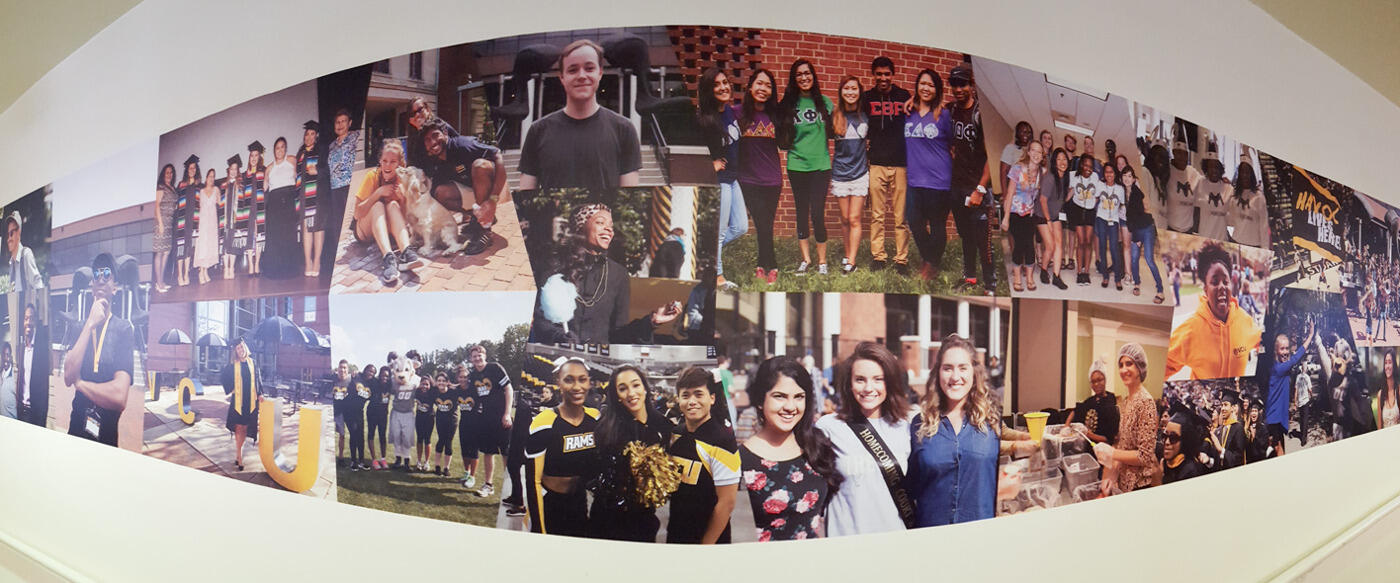 A new mural in the University Student Commons.
<br>Photo by Pat Kane, University Public Affairs.