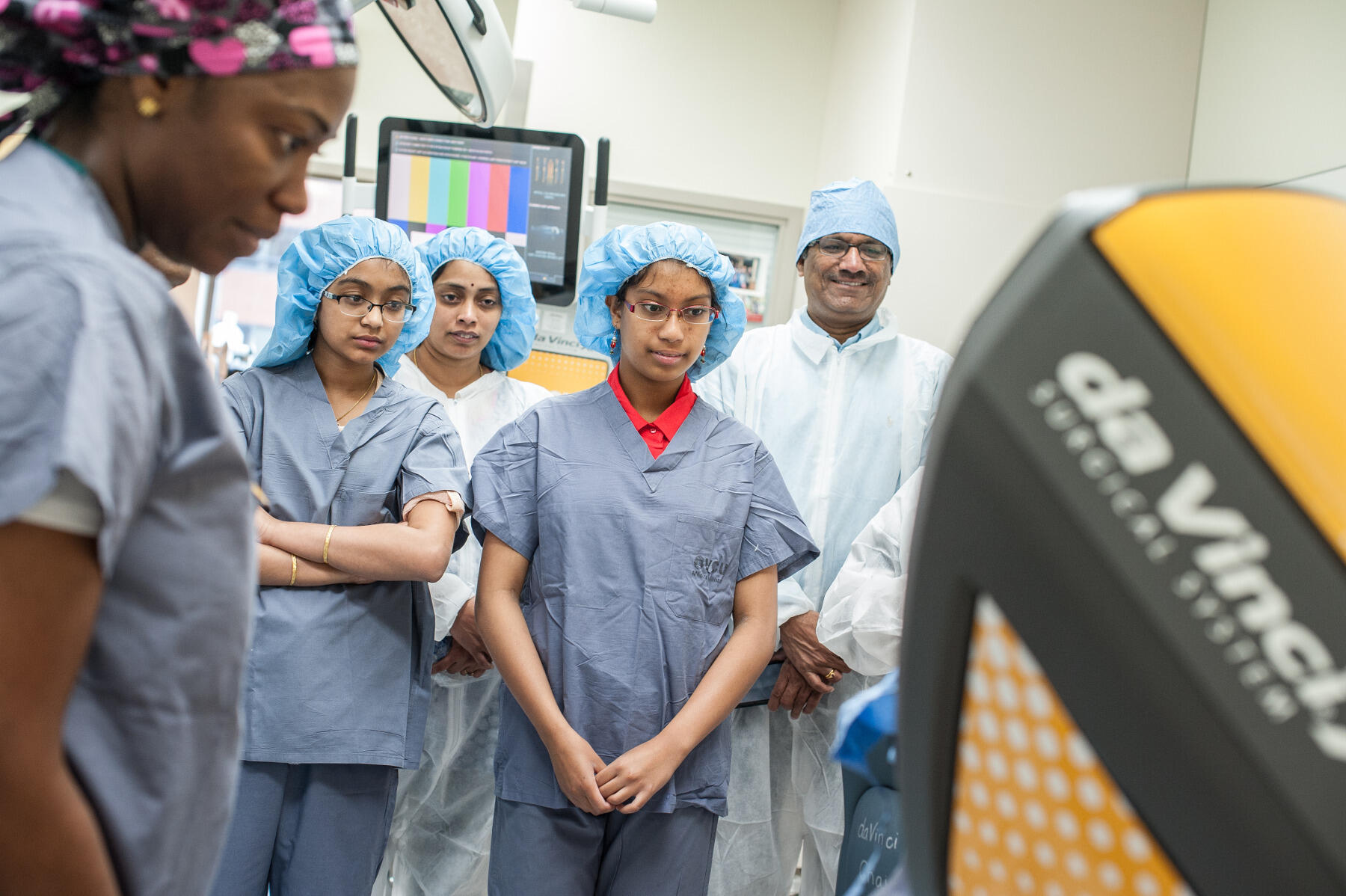 Haasita Akkala and Shriya Chemudupati in the Hume-Lee operating room.