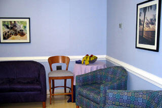 Located just down the hall from the patient comfort room, the pediatric palliative care family waiting area.

Photos by Malorie Janis, University News Services
