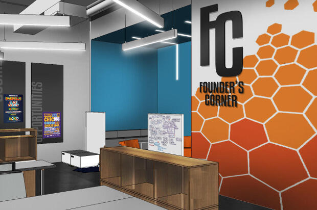 Rendering of the Founder's Corner.
