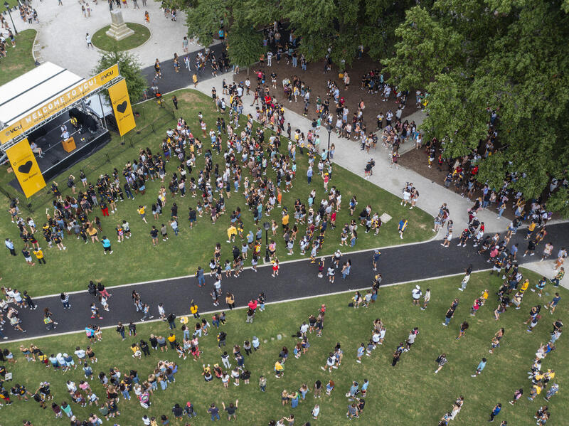 ariel photo of 2021 New student convocation at VCU