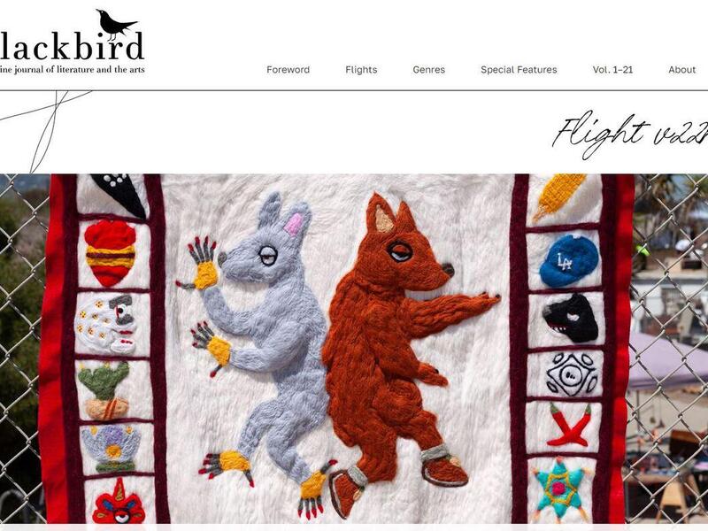 A photo of the Blackbird jounal online homepage. 
