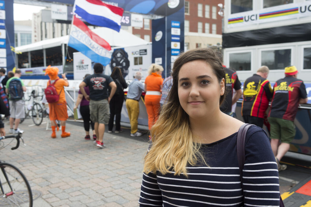 Sidney Randolph, an iPadJourno and a senior mass communications major, covered the bike race on Tuesday from the start and finish line area.