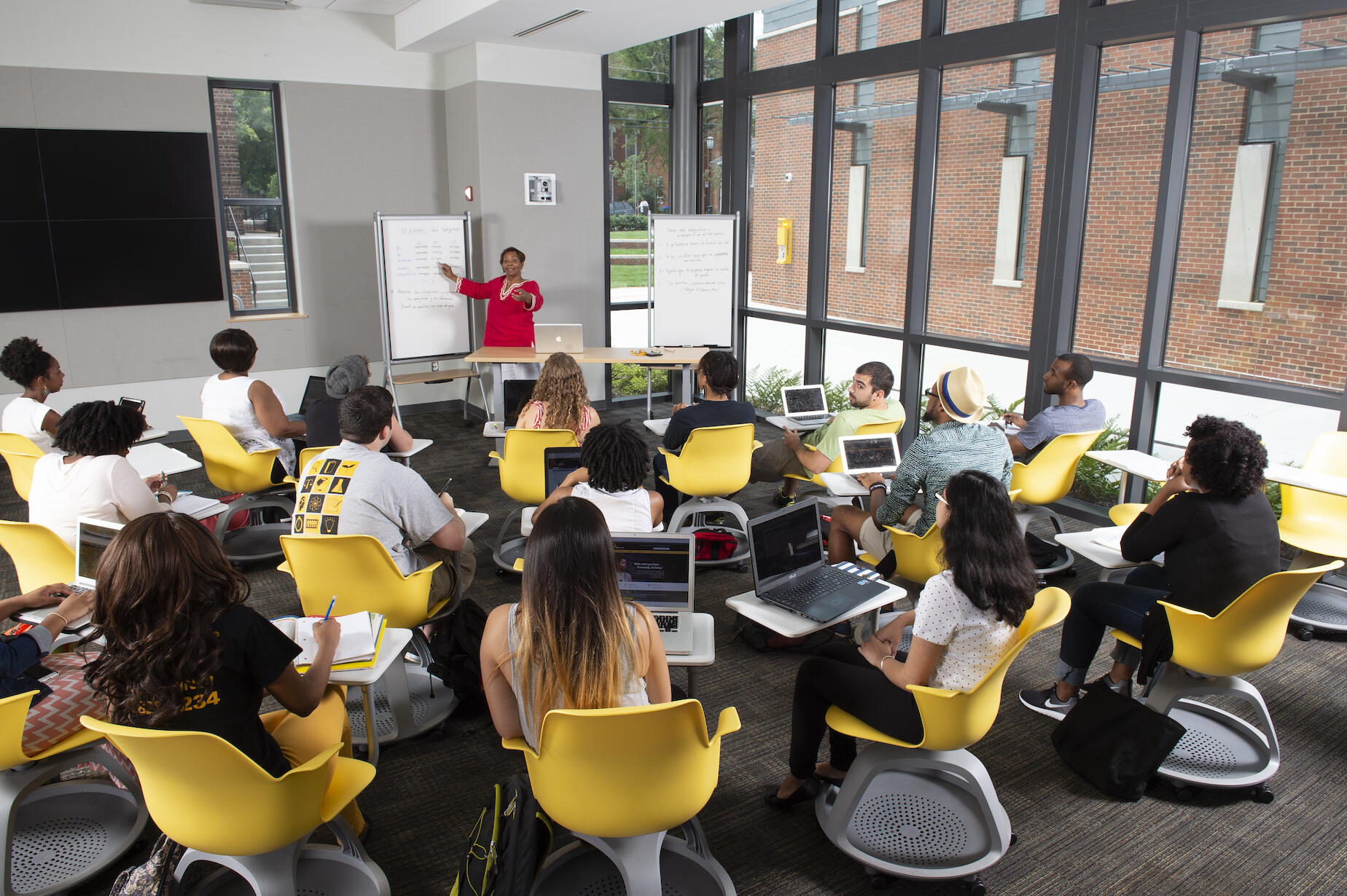 A classroom full of students and an instructor.